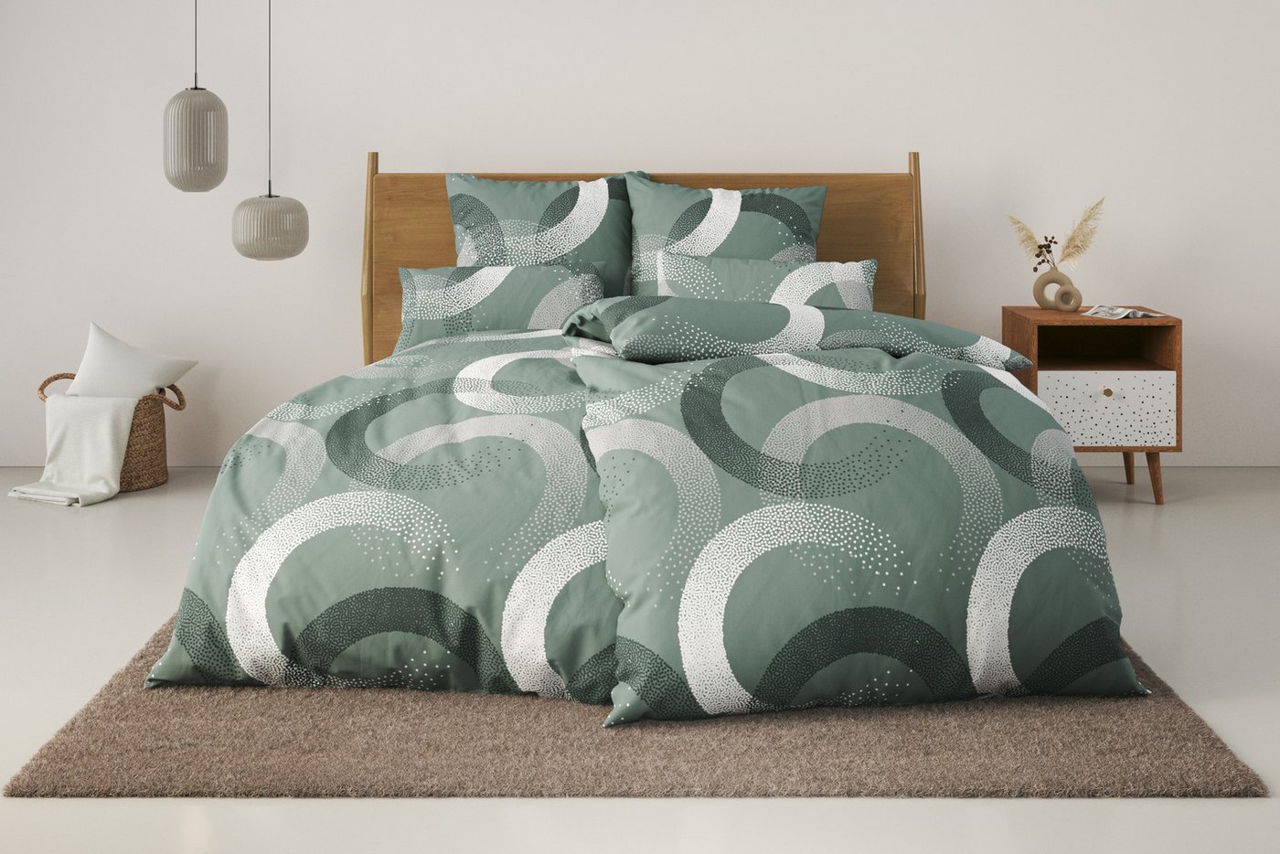 OTTO home Bettwäsche Balisa, Linon, 2 teilig, ab Größe 135x200 cm, aus 100% Baumwolle, Bettwäsche mit Kreisen – Bild 2 von 5