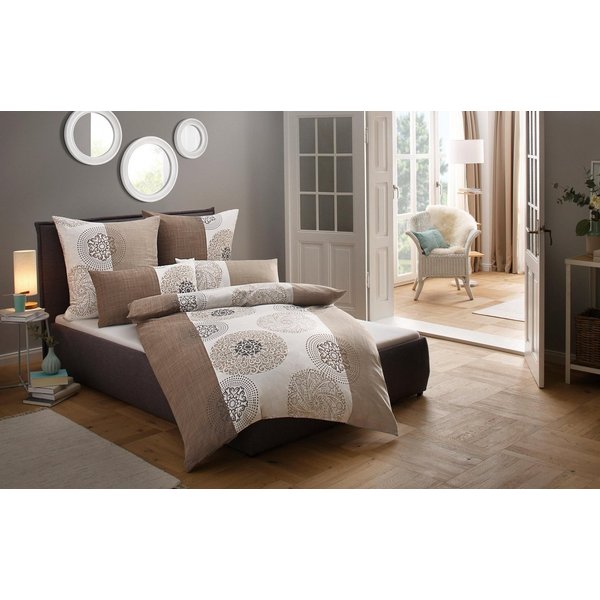 OTTO home Bettwäsche Cison in Gr. 135x200 oder 155x220 cm, Biber, 2 teilig, florale Bettwäsche aus Baumwolle