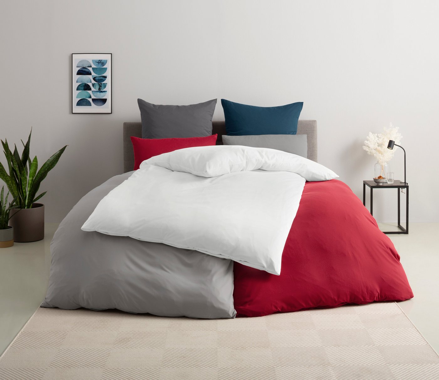 OTTO home Bettwäsche Desner 100% Microfaser, extra weich, allergikerfreundlich, Microfaser, 3 teilig, Premium Qualität, uni, schnell trocknend, pflegeleicht, ab – Bild 5 von 5