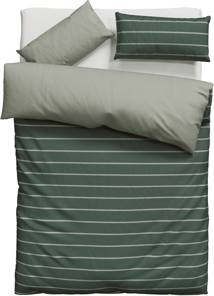 OTTO home Bettwäsche Katja, Linon, 2 teilig, Bettwäsche aus Baumwolle, Bettwäsche mit Streifen-Design, Wendeoptik – Bild 2 von 5