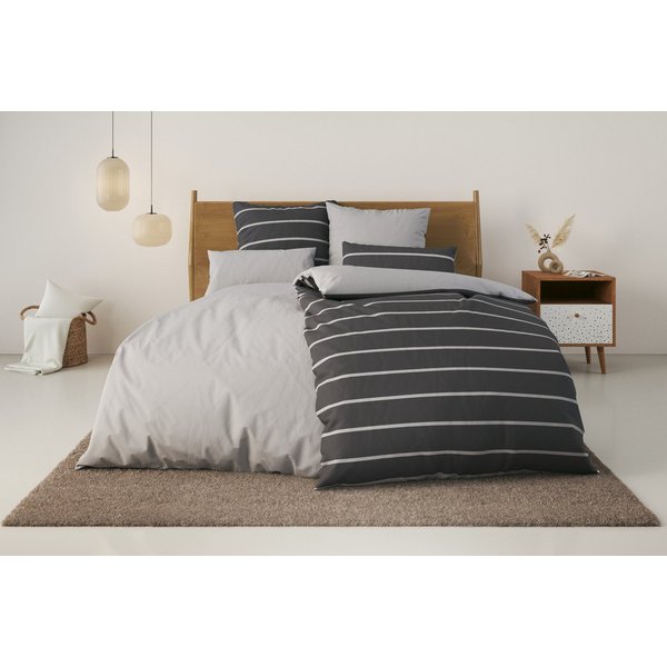 OTTO home Bettwäsche Katja, Linon, 2 teilig, Bettwäsche aus Baumwolle, Bettwäsche mit Streifen-Design, Wendeoptik