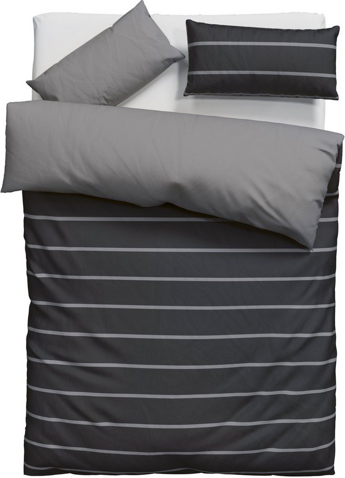 OTTO home Bettwäsche Katja, Linon, 2 teilig, Bettwäsche aus Baumwolle, Bettwäsche mit Streifen-Design, Wendeoptik – Bild 2 von 5