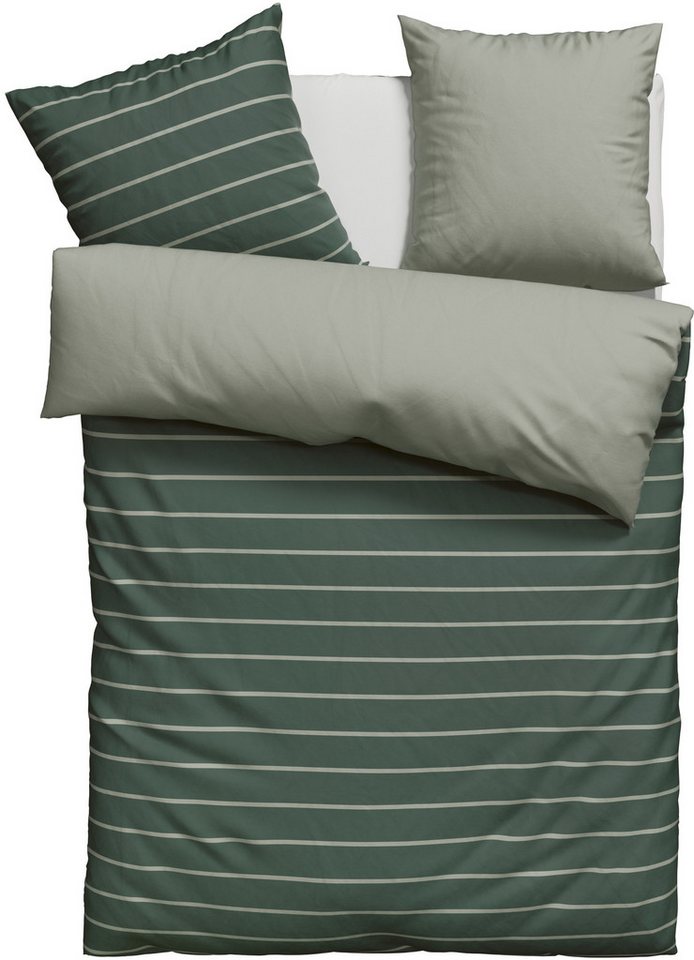 OTTO home Bettwäsche Katja, Linon, 2 teilig, Bettwäsche aus Baumwolle, Bettwäsche mit Streifen-Design, Wendeoptik – Bild 2 von 5