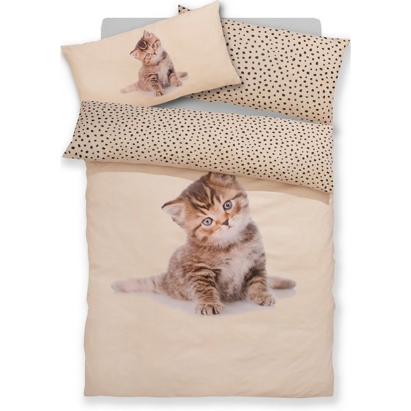OTTO home Bettwäsche Lyki, Microfaser, 2 teilig, ab Größe 135x200 cm, 100% Polyester, Katze, Pferd, Löwe, Pinguin