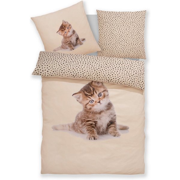OTTO home Bettwäsche Lyki, Microfaser, 2 teilig, ab Größe 135x200 cm, 100% Polyester, Katze, Pferd, Löwe, Pinguin