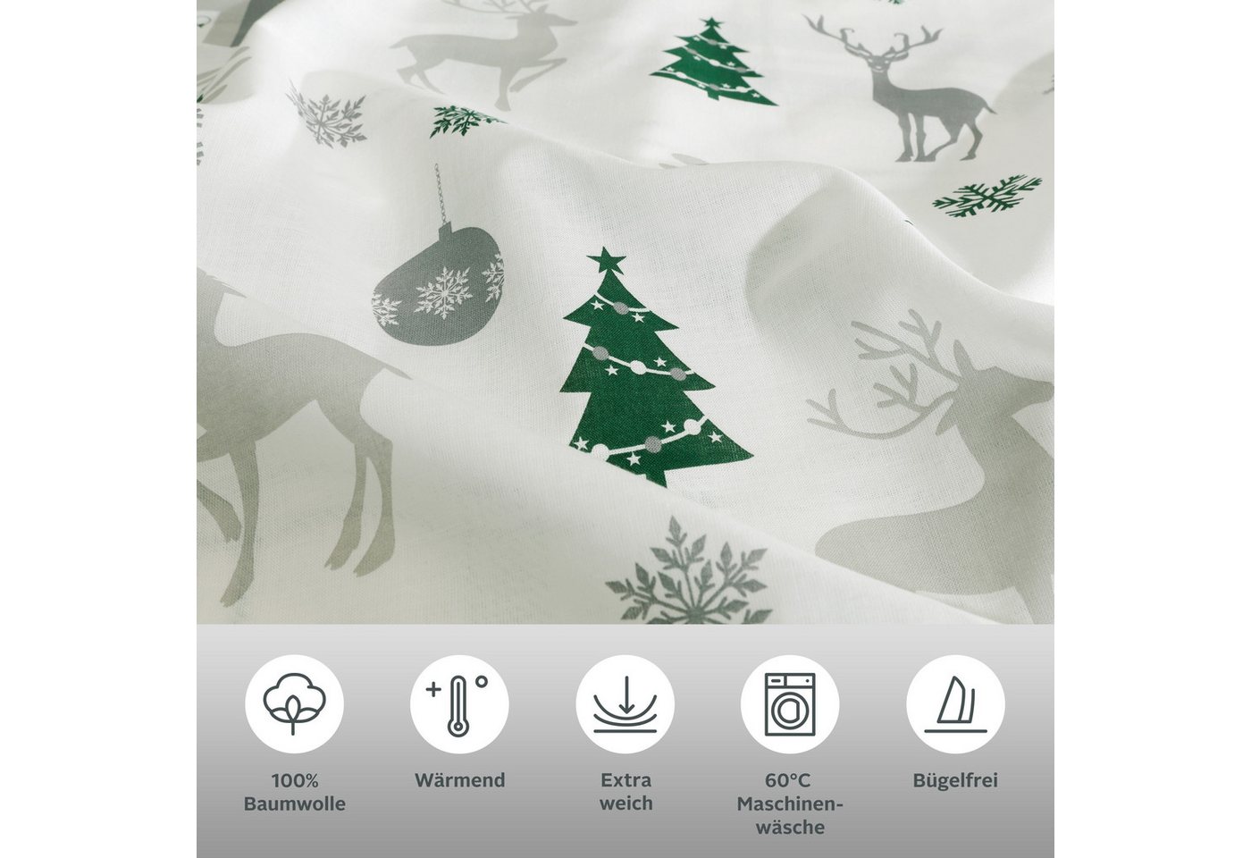 OTTO home Bettwäsche Mikkel, Flanell, 2 teilig, Bettwäsche ab Gr. 135x200 cm,100% Baumwolle, Weihnachten – Bild 3 von 5