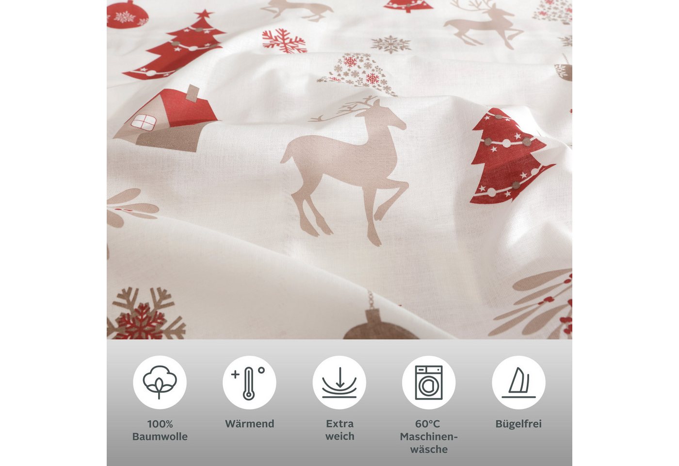 OTTO home Bettwäsche Mikkel, Flanell, 2 teilig, Bettwäsche ab Gr. 135x200 cm,100% Baumwolle, Weihnachten – Bild 3 von 5