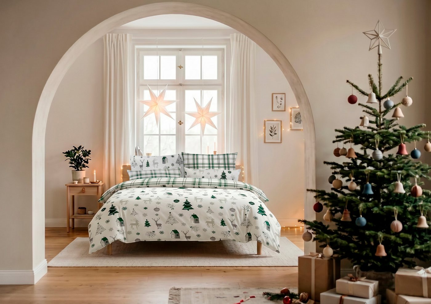 OTTO home Bettwäsche Mikkel, Linon, 2 teilig, Bettwäsche ab Gr. 135x200 cm,100% Baumwolle, Weihnachten – Bild 2 von 5