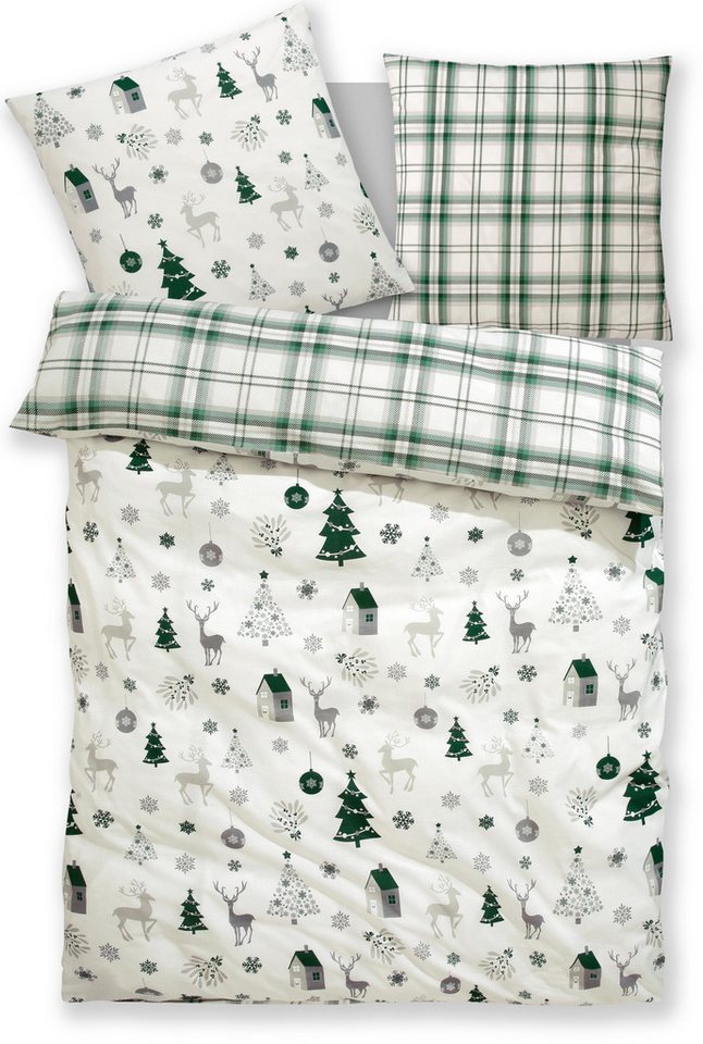 OTTO home Bettwäsche Mikkel, Linon, 2 teilig, Bettwäsche ab Gr. 135x200 cm,100% Baumwolle, Weihnachten – Bild 2 von 5