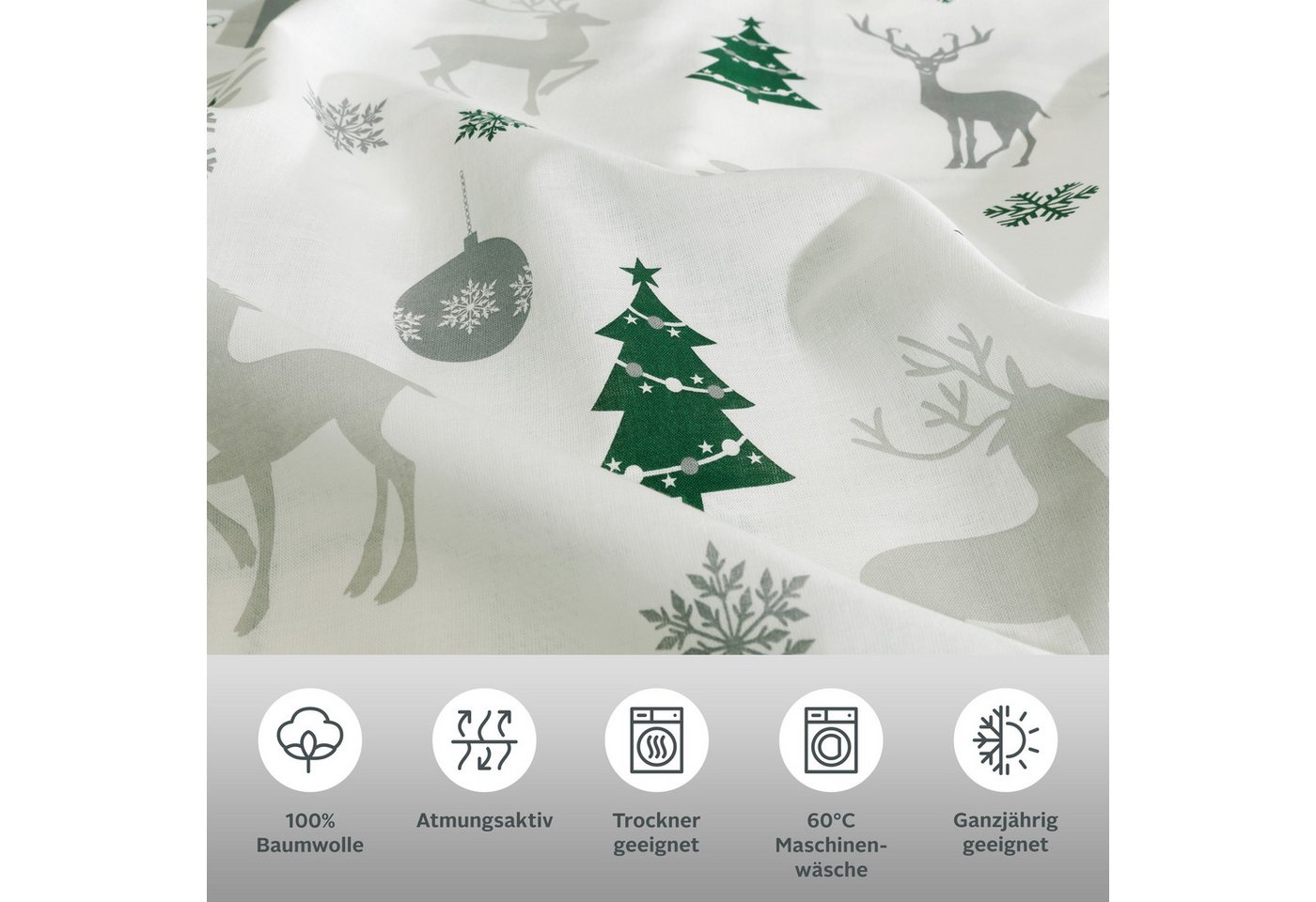OTTO home Bettwäsche Mikkel, Linon, 2 teilig, Bettwäsche ab Gr. 135x200 cm,100% Baumwolle, Weihnachten – Bild 3 von 5