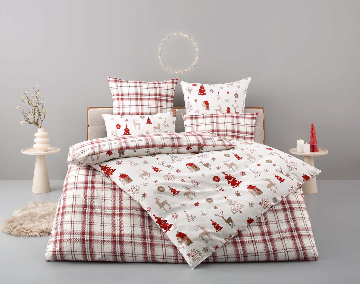OTTO home Bettwäsche Mikkel, Linon, 2 teilig, Bettwäsche ab Gr. 135x200 cm,100% Baumwolle, Weihnachten – Bild 4 von 5