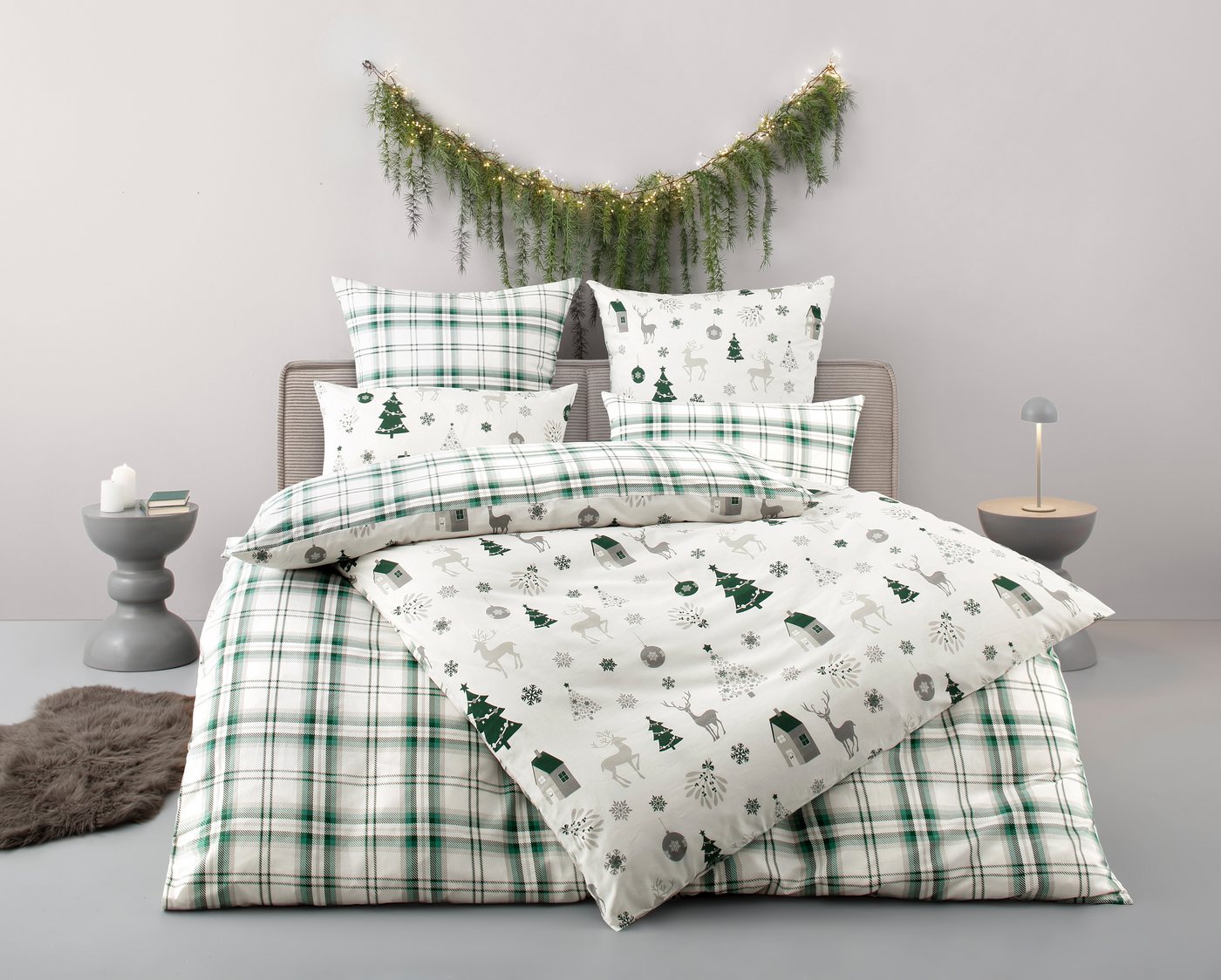 OTTO home Bettwäsche Mikkel, Linon, 2 teilig, Bettwäsche ab Gr. 135x200 cm,100% Baumwolle, Weihnachten – Bild 4 von 5