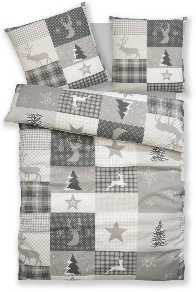 OTTO home Bettwäsche Nicholas, Biber, 2 teilig, Weihnachtsbettwäsche, Winter, in 3 Qualitäten verfügbar – Bild 2 von 5