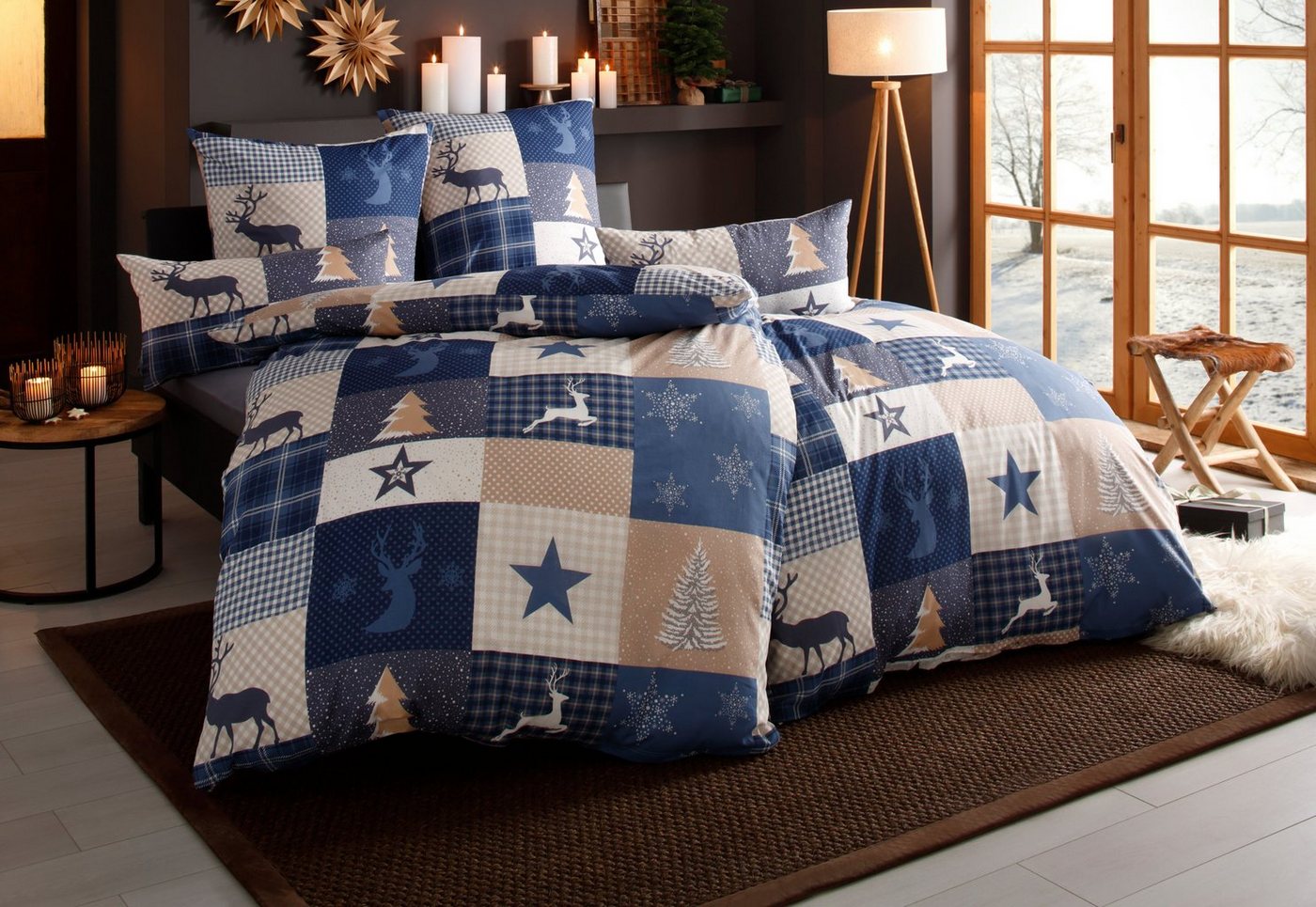 OTTO home Bettwäsche Nicholas, Biber, 2 teilig, Weihnachtsbettwäsche, Winter, in 3 Qualitäten verfügbar – Bild 2 von 4