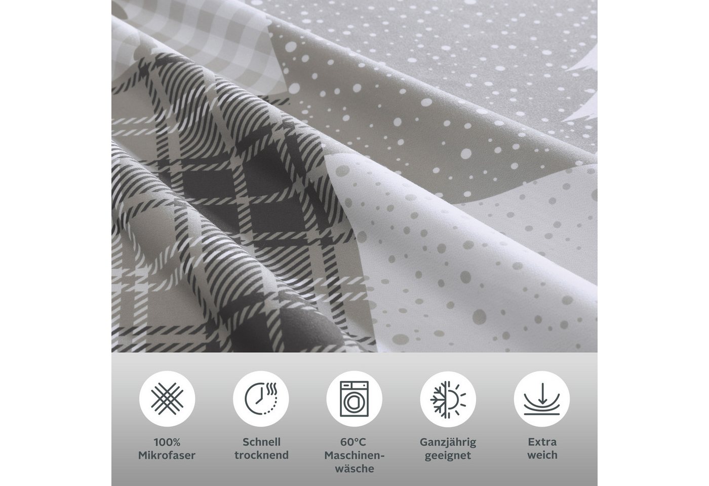 OTTO home Bettwäsche Nicholas, Microfaser, 2 teilig, Weihnachtsbettwäsche, Winter, in 3 Qualitäten verfügbar – Bild 3 von 5