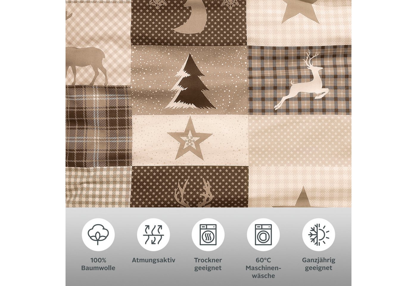 OTTO home Bettwäsche Nicholas, Linon, 2 teilig, Weihnachtsbettwäsche, Winter, in 3 Qualitäten verfügbar – Bild 3 von 5
