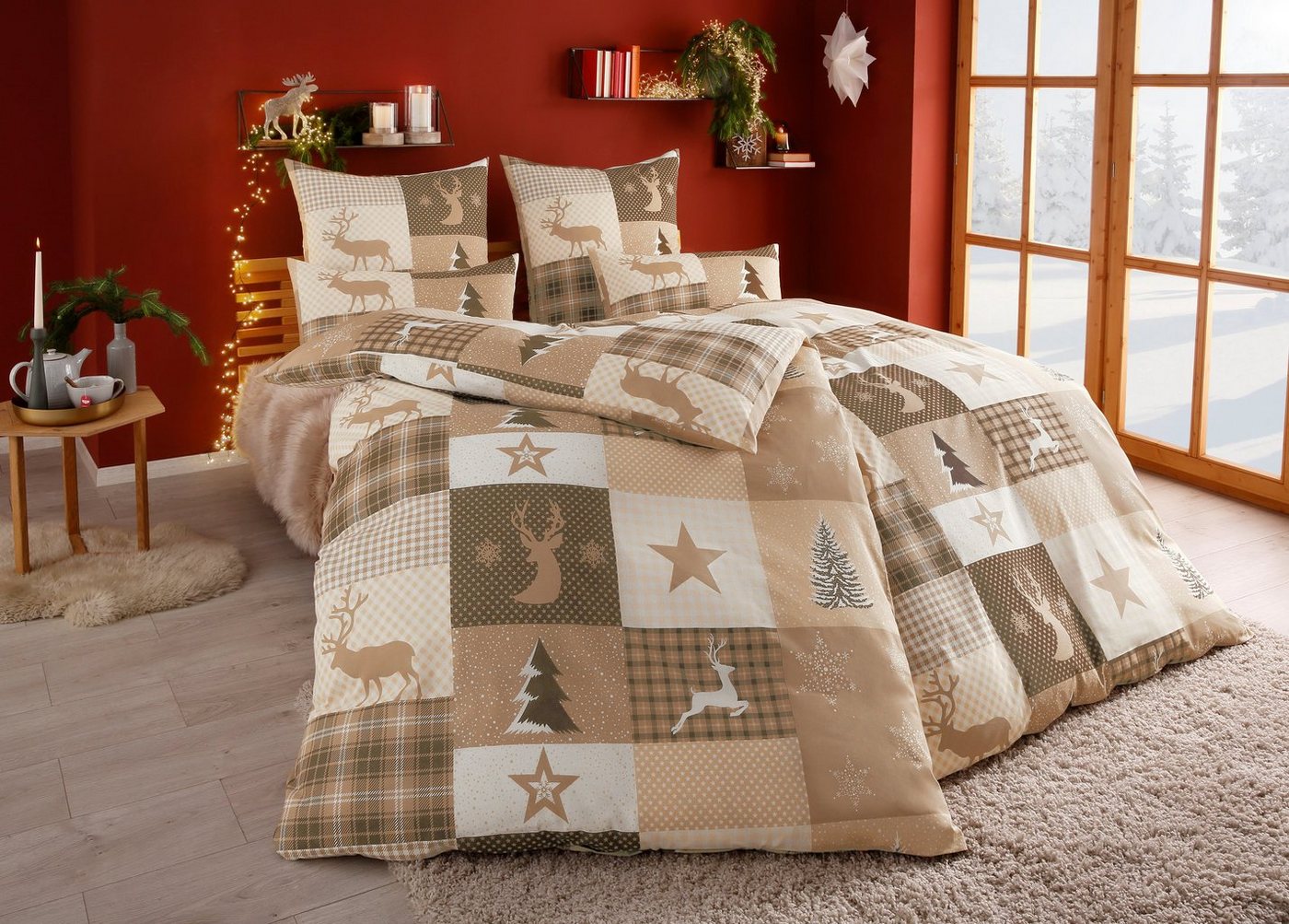 OTTO home Bettwäsche Nicholas, Linon, 2 teilig, Weihnachtsbettwäsche, Winter, in 3 Qualitäten verfügbar – Bild 5 von 5