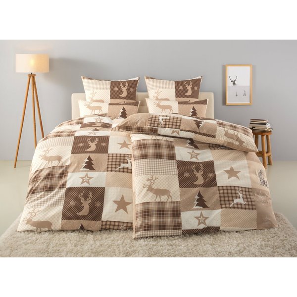 OTTO home Bettwäsche Nicholas, Biber, 2 teilig, Weihnachtsbettwäsche, Winter, in 3 Qualitäten verfügbar