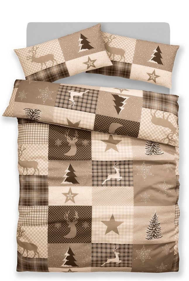 OTTO home Bettwäsche Nicholas, Biber, 2 teilig, Weihnachtsbettwäsche, Winter, in 3 Qualitäten verfügbar – Bild 2 von 4