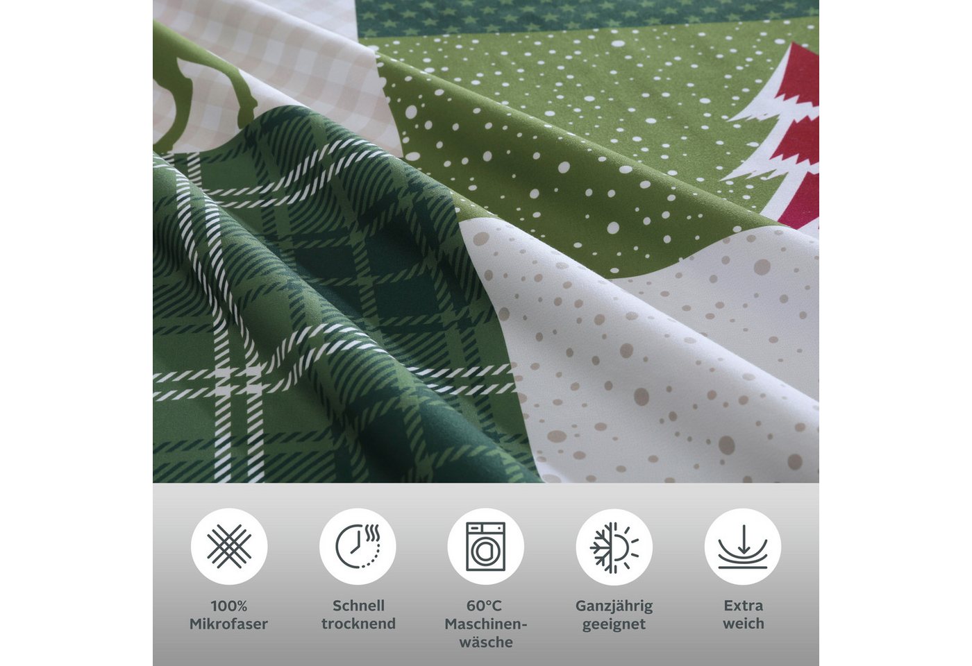OTTO home Bettwäsche Nicholas, Microfaser, 2 teilig, Weihnachtsbettwäsche, Winter, in 3 Qualitäten verfügbar – Bild 3 von 5
