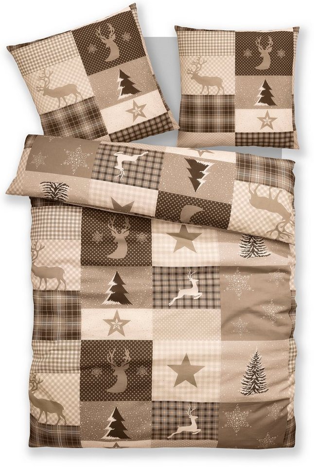 OTTO home Bettwäsche Nicholas, Biber, 2 teilig, Weihnachtsbettwäsche, Winter, in 3 Qualitäten verfügbar – Bild 2 von 4
