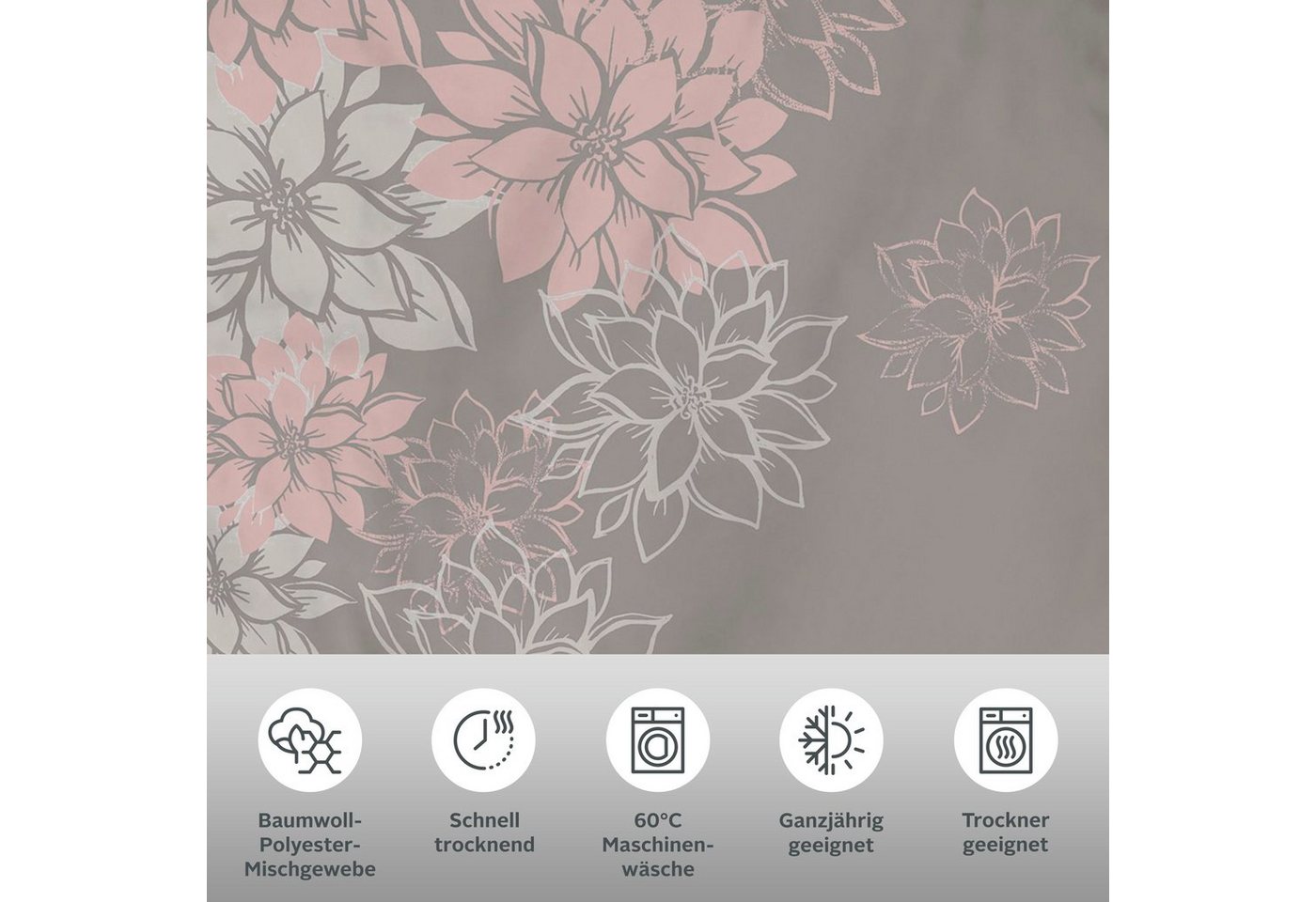 OTTO home Bettwäsche Susan in Gr. 135x200 oder 155x220 cm, Polycotton recycelt, 2 teilig, in verschiedenen Qualitäten, romantische Bettwäsche mit Blumen – Bild 3 von 5