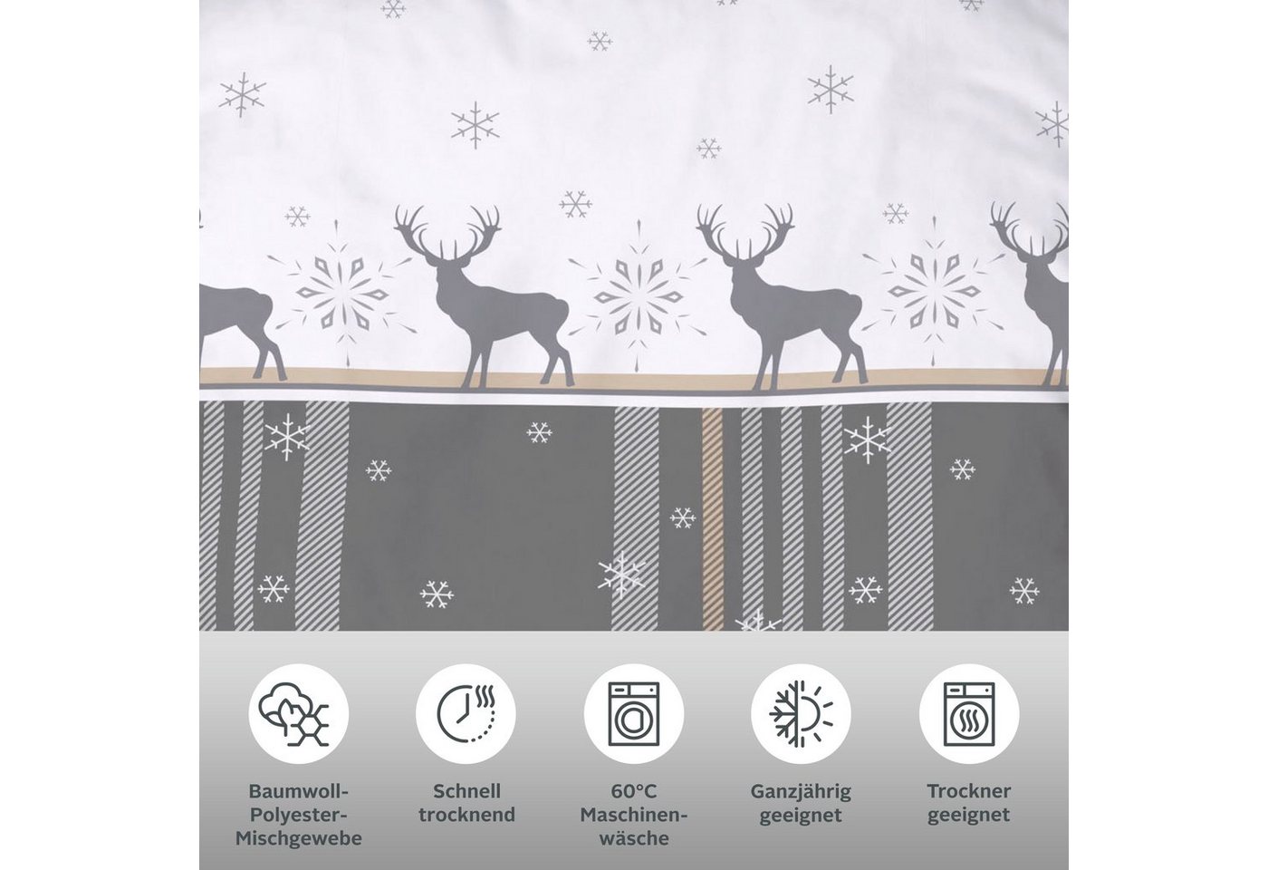 OTTO home Bettwäsche Wenda, Polycotton recycelt, 2 teilig, in Qualitäten PolyCotton (kühlend) + Biber (wärmend, 100% Baumwolle) – Bild 3 von 5