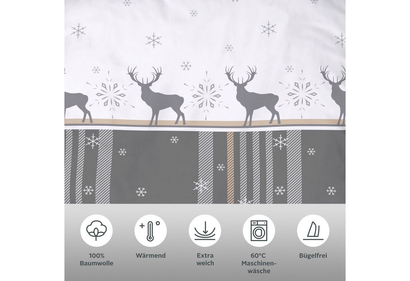 OTTO home Bettwäsche Wenda, Biber, 2 teilig, in Qualitäten PolyCotton (kühlend) + Biber (wärmend, 100% Baumwolle) – Bild 3 von 5