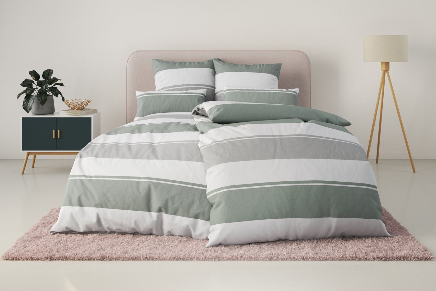 OTTO home Bettwäsche Yonne, Flanell PREMIUM, 3 teilig, in frischen Farben, gestreifte Bettwäsche, ab Gr. 135x200 cm – Bild 2 von 5