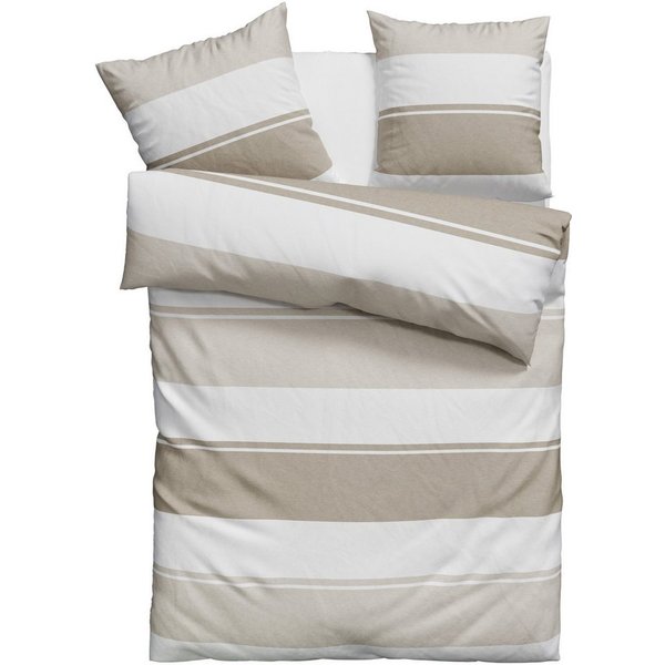 OTTO home Bettwäsche Yonne, Flanell PREMIUM, 3 teilig, in frischen Farben, gestreifte Bettwäsche, ab Gr. 135x200 cm