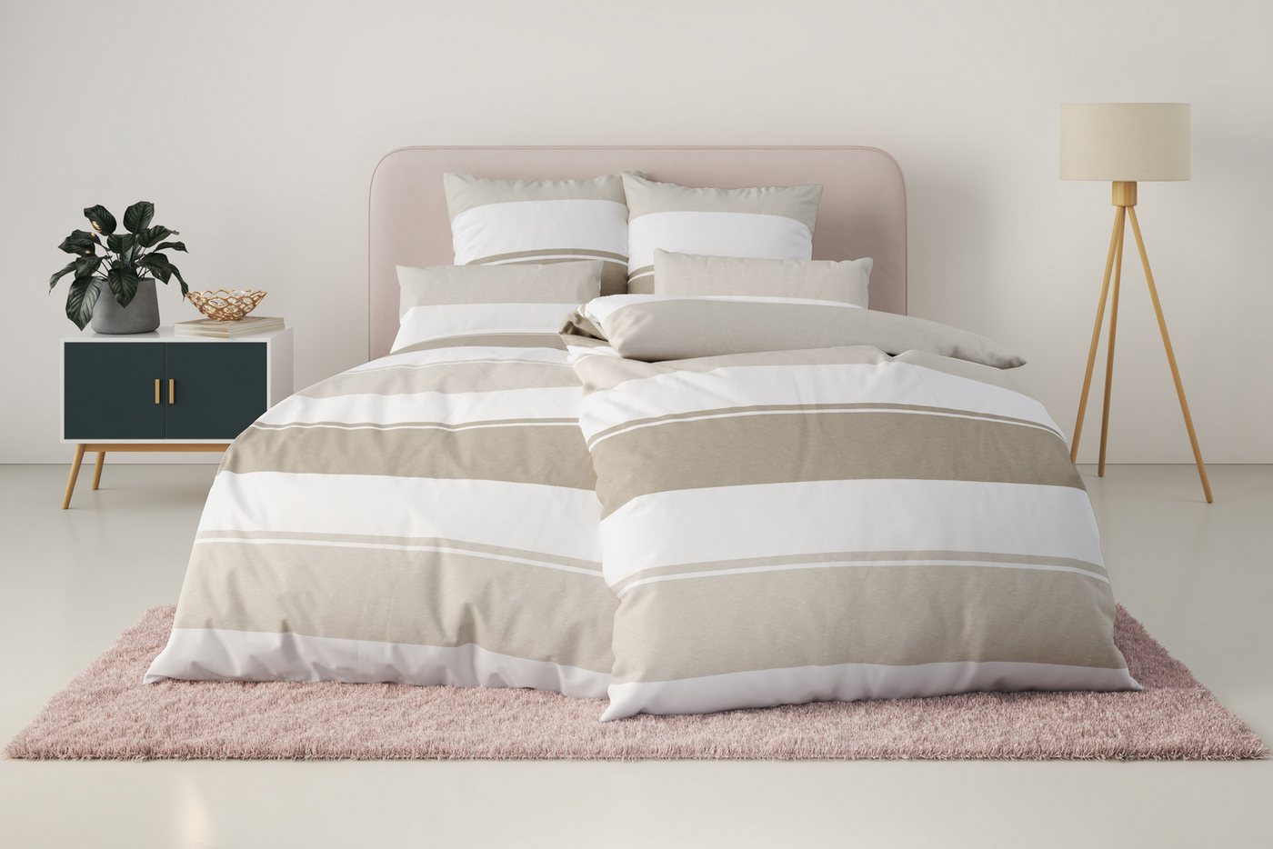 OTTO home Bettwäsche Yonne, Flanell PREMIUM, 3 teilig, in frischen Farben, gestreifte Bettwäsche, ab Gr. 135x200 cm – Bild 2 von 5
