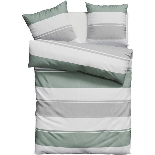 OTTO home Bettwäsche Yonne, Flanell PREMIUM, 2 teilig, in frischen Farben, gestreifte Bettwäsche, ab Gr. 135x200 cm