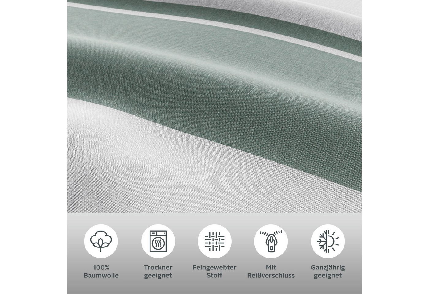 OTTO home Bettwäsche Yonne, Renforcé, 2 teilig, in frischen Farben, gestreifte Bettwäsche, ab Gr. 135x200 cm – Bild 3 von 5
