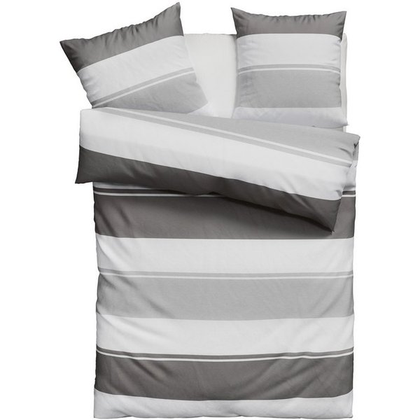 OTTO home Bettwäsche Yonne, Flanell PREMIUM, 3 teilig, in frischen Farben, gestreifte Bettwäsche, ab Gr. 135x200 cm