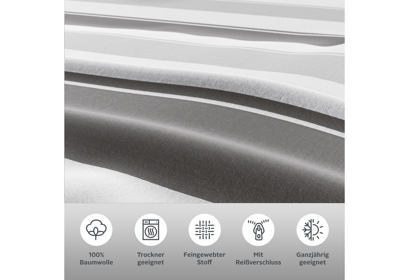 OTTO home Bettwäsche Yonne, Flanell PREMIUM, 3 teilig, in frischen Farben, gestreifte Bettwäsche, ab Gr. 135x200 cm – Bild 5 von 5