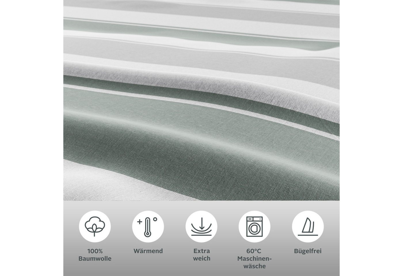 OTTO home Bettwäsche Yonne, Flanell PREMIUM, 2 teilig, in frischen Farben, gestreifte Bettwäsche, ab Gr. 135x200 cm – Bild 5 von 5
