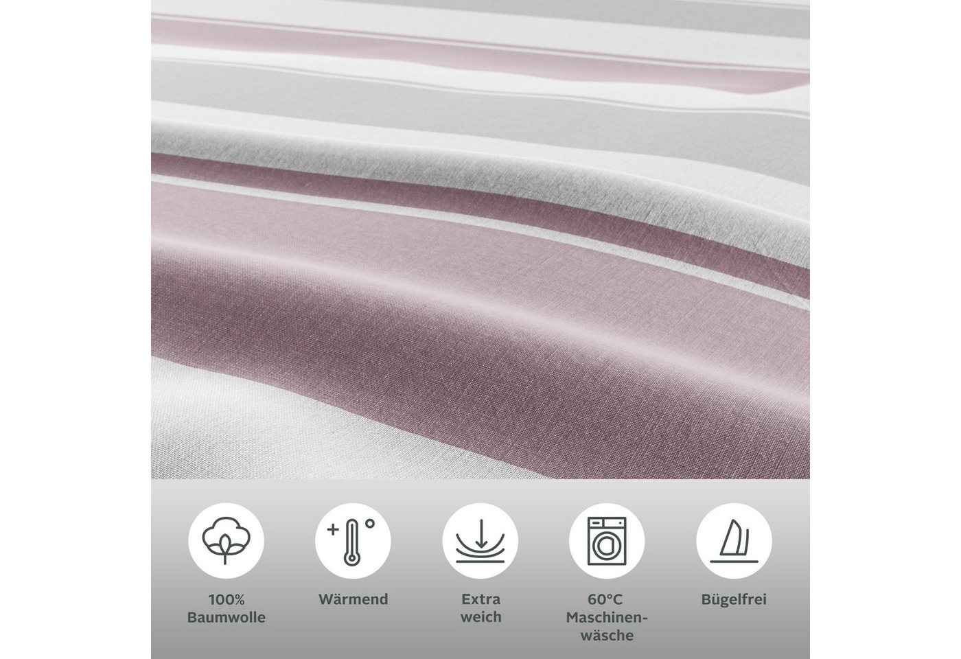 OTTO home Bettwäsche Yonne, Flanell PREMIUM, 2 teilig, in frischen Farben, gestreifte Bettwäsche, ab Gr. 135x200 cm – Bild 5 von 5