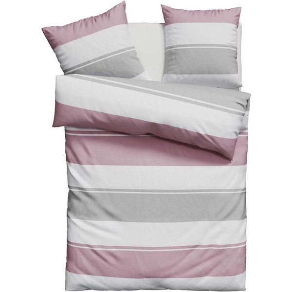 OTTO home Bettwäsche Yonne, Flanell PREMIUM, 2 teilig, in frischen Farben, gestreifte Bettwäsche, ab Gr. 135x200 cm