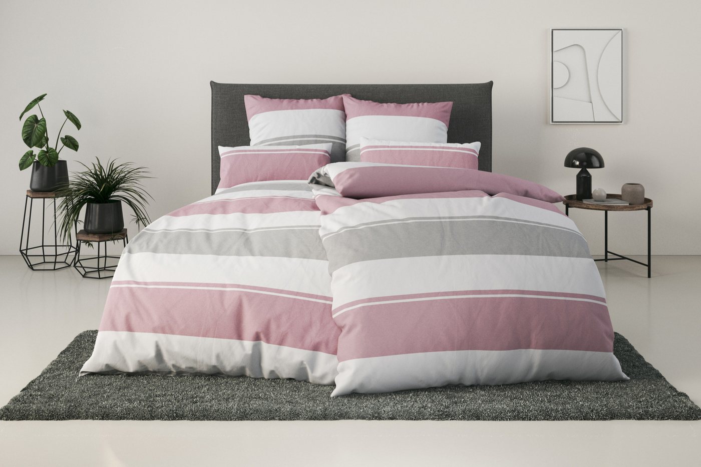 OTTO home Bettwäsche Yonne, Flanell PREMIUM, 2 teilig, in frischen Farben, gestreifte Bettwäsche, ab Gr. 135x200 cm – Bild 2 von 5