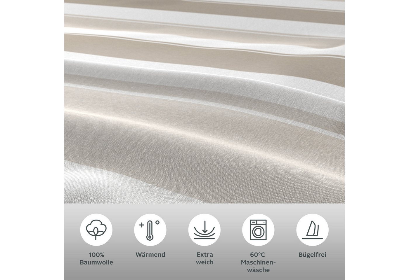 OTTO home Bettwäsche Yonne, Flanell PREMIUM, 2 teilig, in frischen Farben, gestreifte Bettwäsche, ab Gr. 135x200 cm – Bild 4 von 5