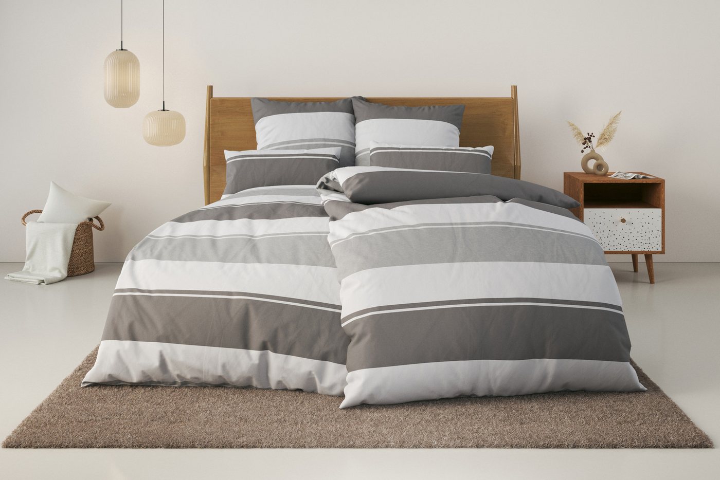 OTTO home Bettwäsche Yonne, Flanell PREMIUM, 2 teilig, in frischen Farben, gestreifte Bettwäsche, ab Gr. 135x200 cm – Bild 2 von 5