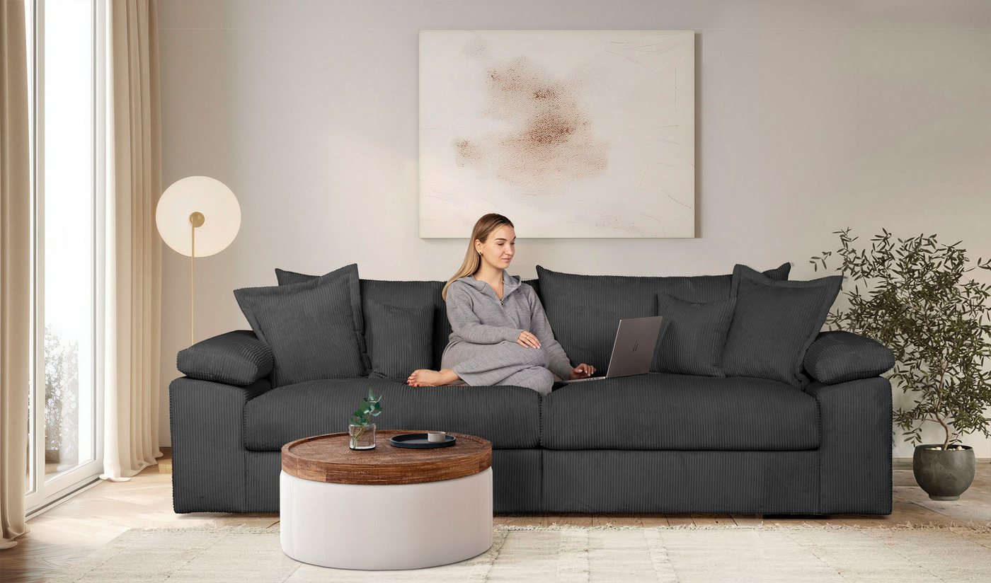 OTTO home Big-Sofa Soft&Cosy XL, B: 246 cm - OTTO. Verlässliche Qualität., Mega-Sofa, Cord oder Chenille-Struktur, mit Federkern & 4 Zierkissen – Bild 3 von 5
