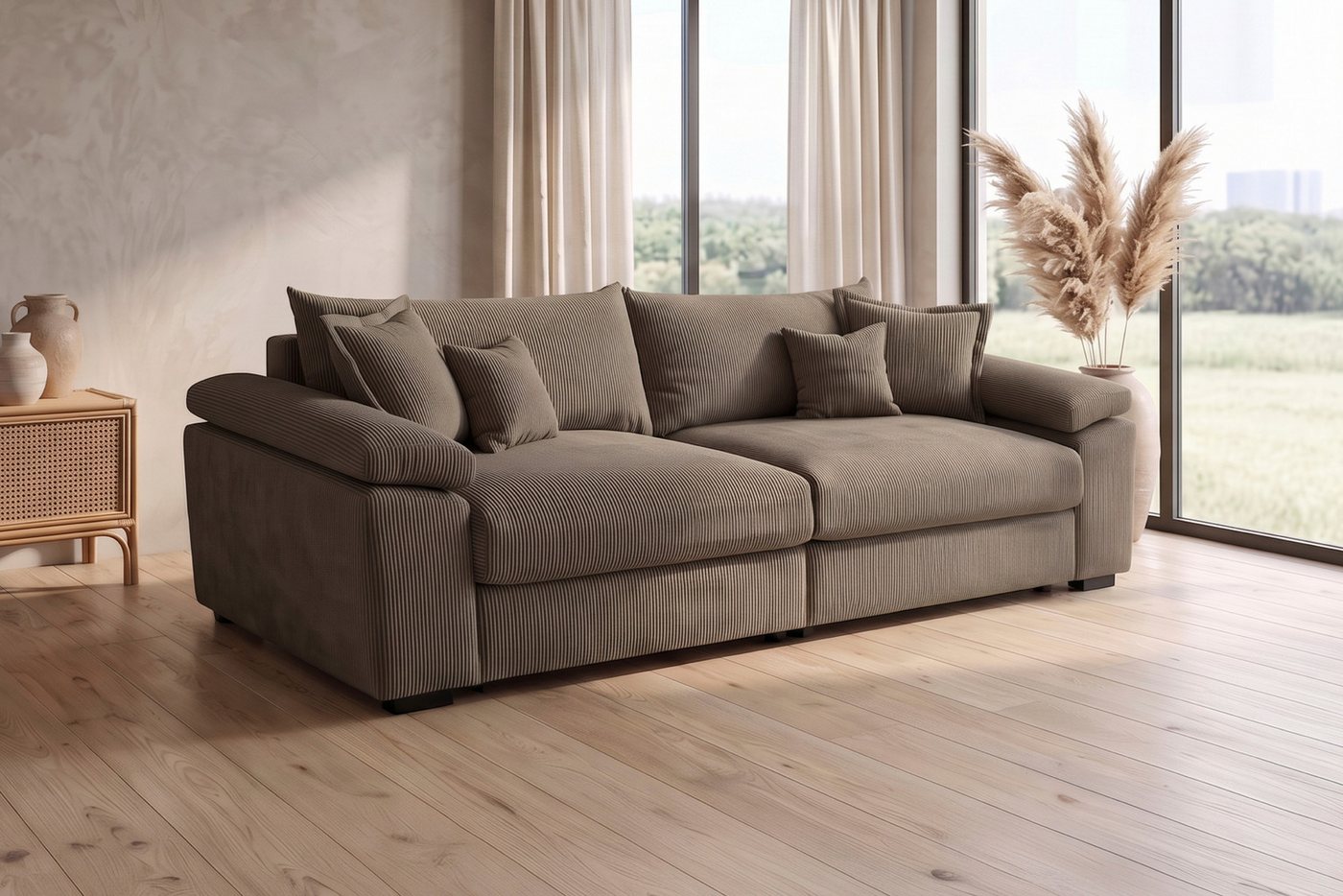 OTTO home Big-Sofa Soft&Cosy XL, B: 246 cm - OTTO. Verlässliche Qualität., Mega-Sofa, Cord oder Chenille-Struktur, mit Federkern & 4 Zierkissen – Bild 2 von 5