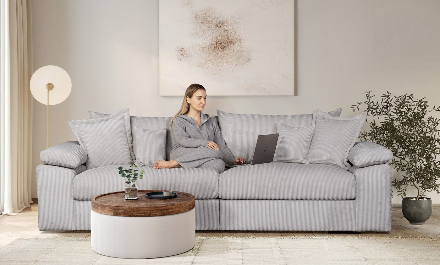 OTTO home Big-Sofa Soft&Cosy XL, B: 246 cm - OTTO. Verlässliche Qualität., Mega-Sofa, Cord oder Chenille-Struktur, mit Federkern & 4 Zierkissen – Bild 2 von 5