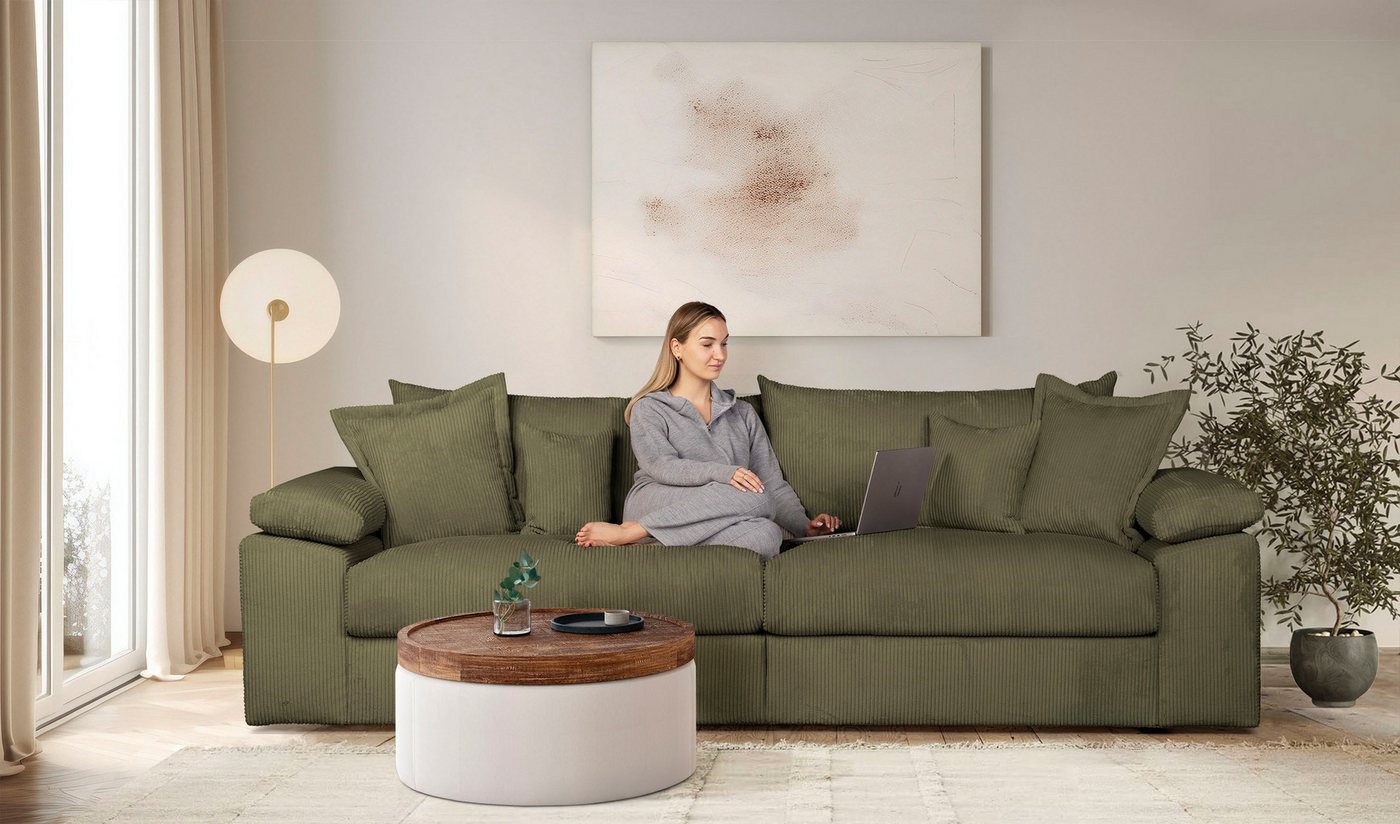 OTTO home Big-Sofa Soft&Cosy XL, B: 246 cm - OTTO. Verlässliche Qualität., Mega-Sofa, Cord oder Chenille-Struktur, mit Federkern & 4 Zierkissen – Bild 3 von 5
