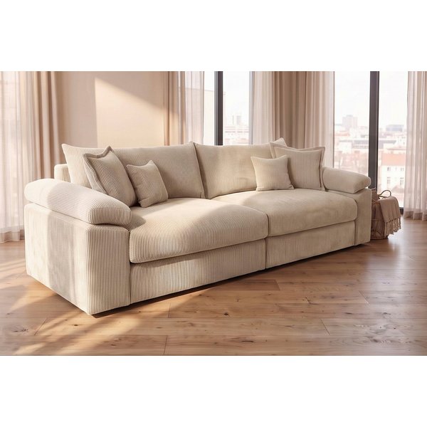 OTTO home Big-Sofa Soft&Cosy XXL, B: 303 cm - OTTO. Verlässliche Qualität., Mega-Sofa, Cord oder Chenille-Struktur, mit Federkern & 4 Zierkissen