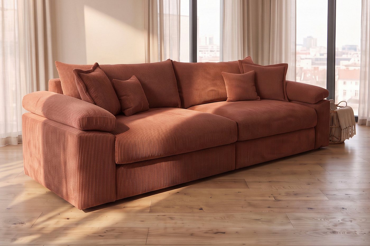 OTTO home Big-Sofa Soft&Cosy XXL, B: 303 cm - OTTO. Verlässliche Qualität., Mega-Sofa, Cord oder Chenille-Struktur, mit Federkern & 4 Zierkissen – Bild 2 von 5
