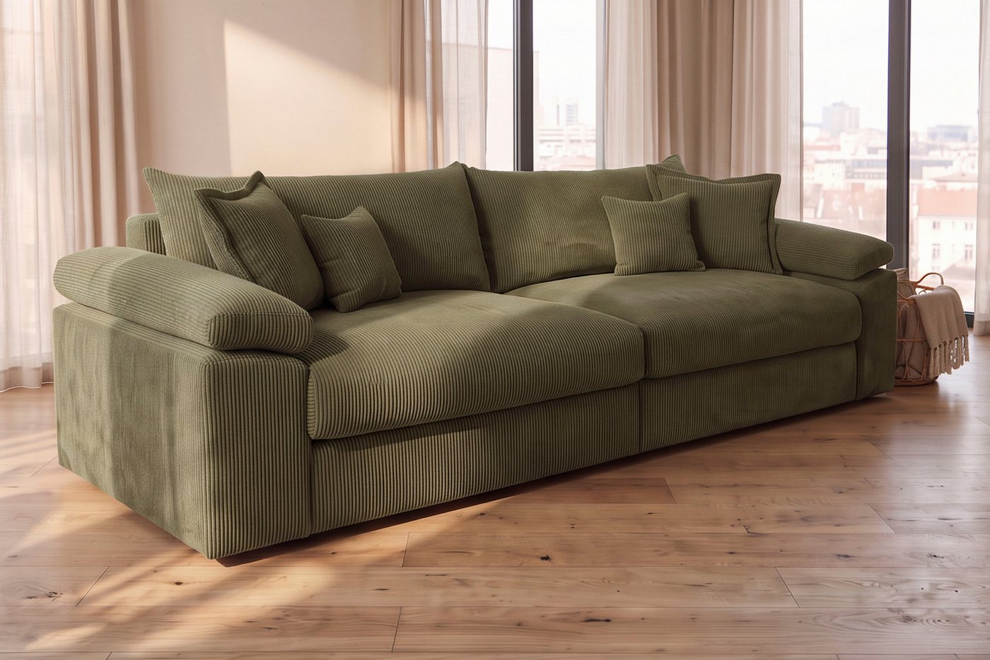 OTTO home Big-Sofa Soft&Cosy XXL, B: 303 cm - OTTO. Verlässliche Qualität., Mega-Sofa, Cord oder Chenille-Struktur, mit Federkern & 4 Zierkissen – Bild 2 von 5