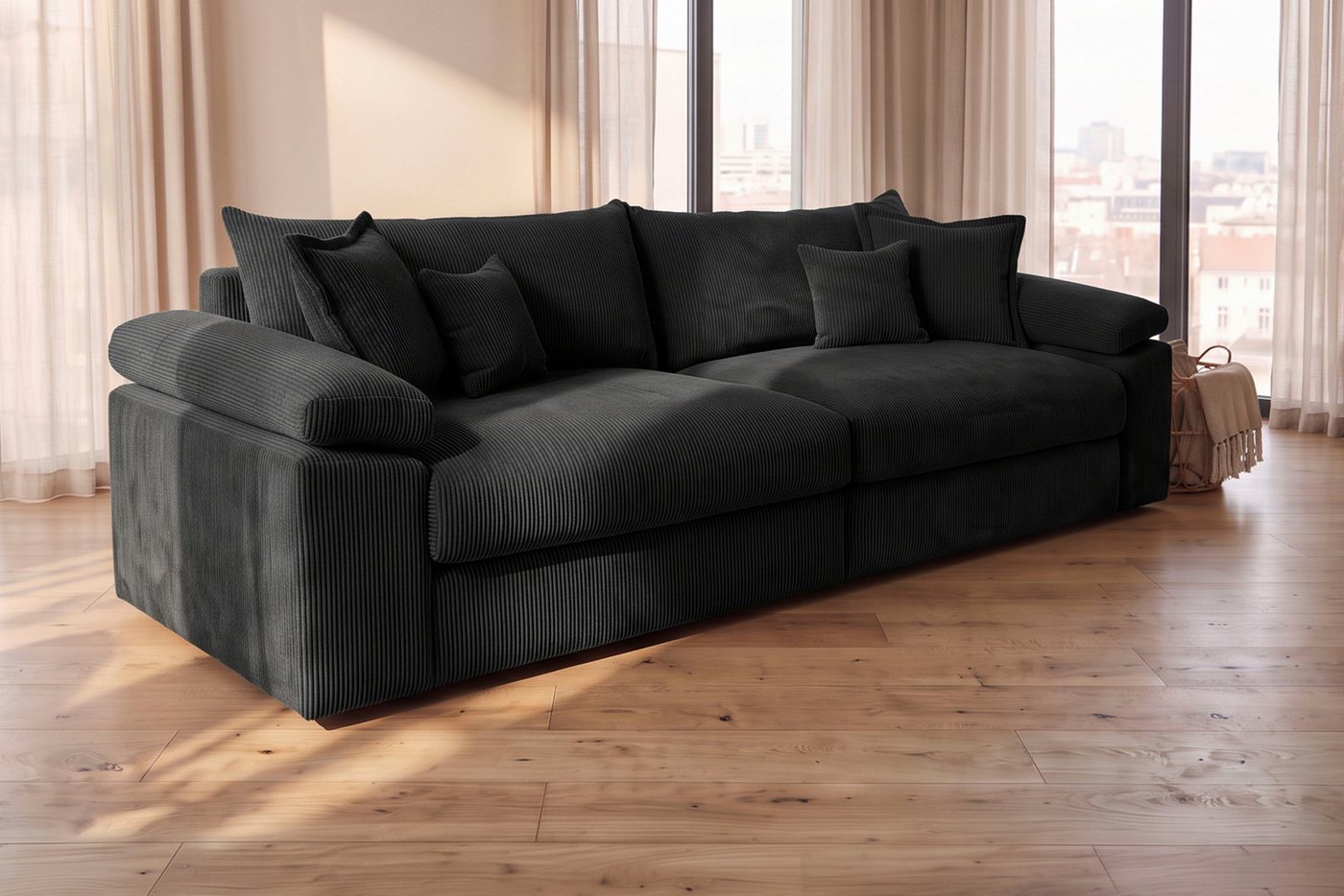 OTTO home Big-Sofa Soft&Cosy XXL, B: 303 cm - OTTO. Verlässliche Qualität., Mega-Sofa, Cord oder Chenille-Struktur, mit Federkern & 4 Zierkissen – Bild 2 von 5