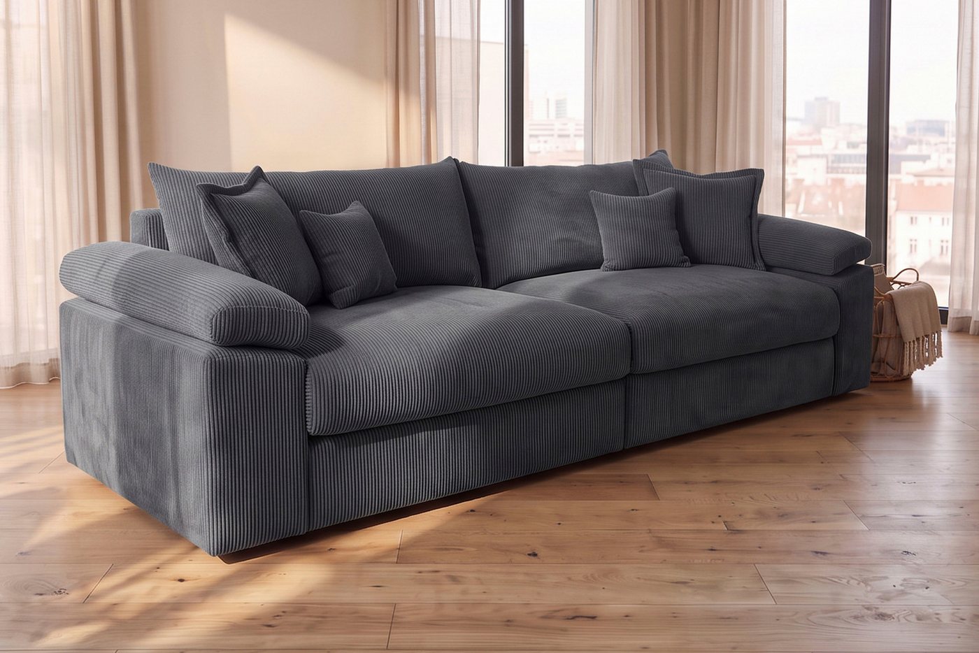 OTTO home Big-Sofa Soft&Cosy XXL, B: 303 cm - OTTO. Verlässliche Qualität., Mega-Sofa, Cord oder Chenille-Struktur, mit Federkern & 4 Zierkissen – Bild 2 von 5